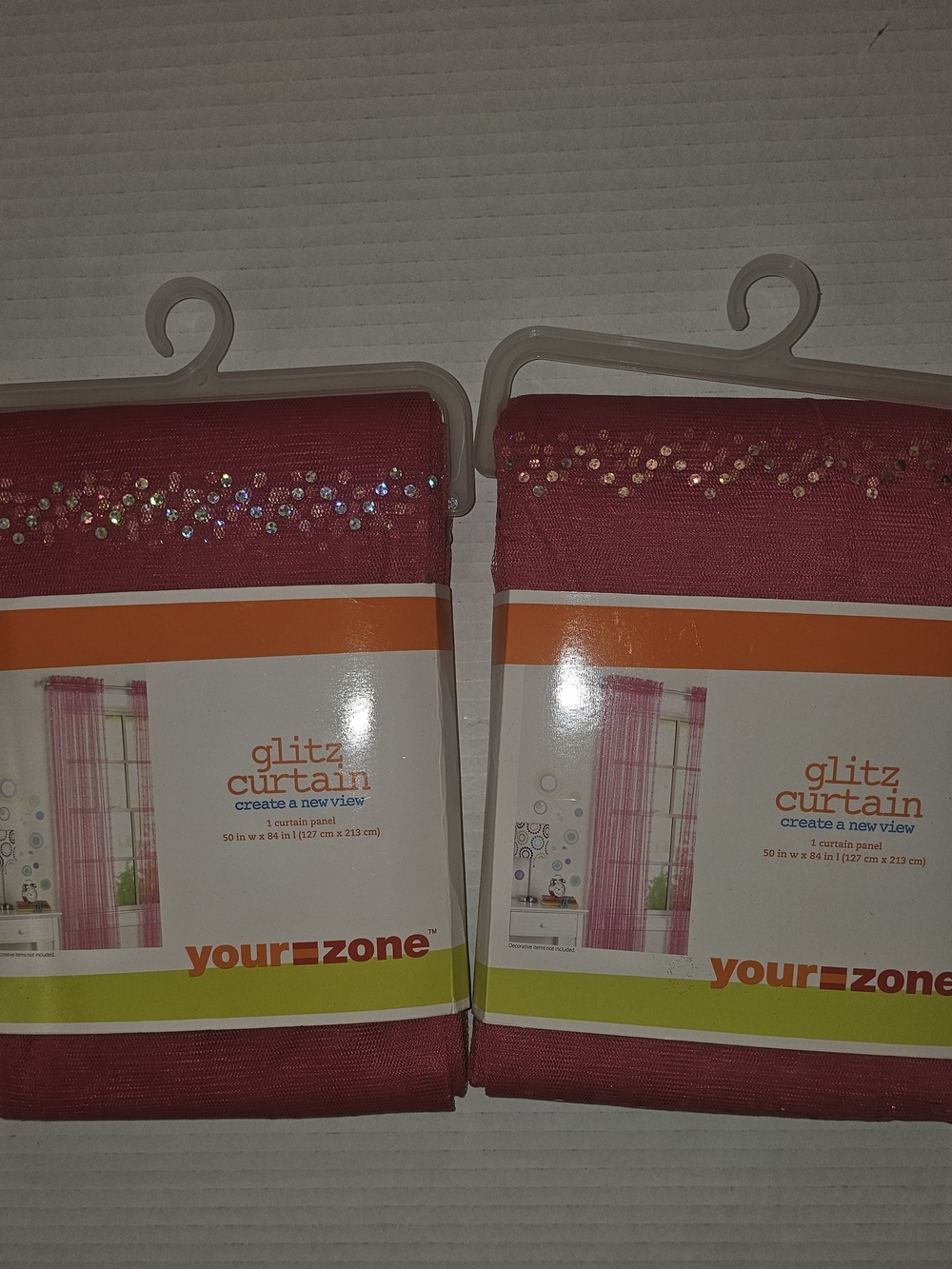Glitz Pink Sequin Trim Curtain Panels